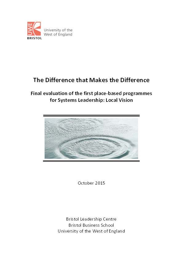 The Difference that Makes the Difference - Final evaluation of the first place-based programmes for Systems Leadership: Local Vision Thumbnail