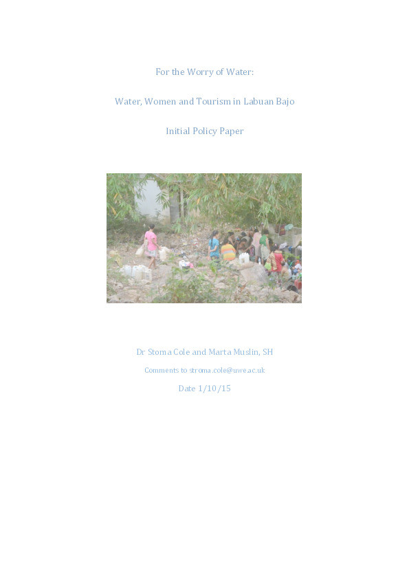 For the worry of water: Water, women and tourism in Labuan Bajo. Initial policy paper Thumbnail
