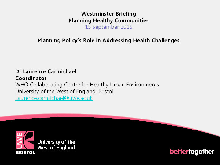 Planning policy’s role in addressing health challenges Thumbnail