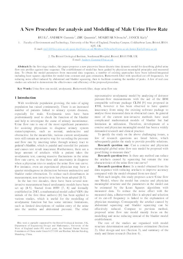 A new procedure for analysis and modelling of male urine flow rate Thumbnail