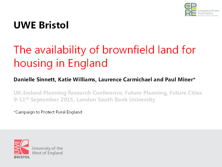 The availability of brownfield land for housing Thumbnail