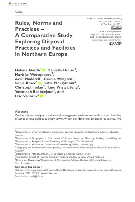 Rules, norms and practices –  A comparative study exploring disposal practices and facilities in Northern Europe Thumbnail