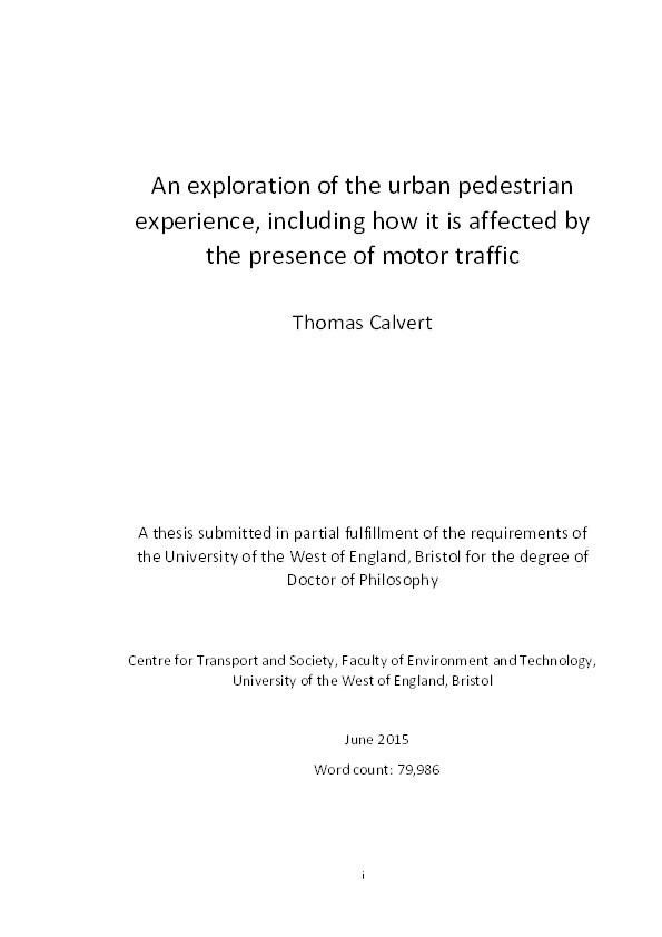 An exploration of the urban pedestrian experience, including how it is affected by the presence of motor traffic Thumbnail