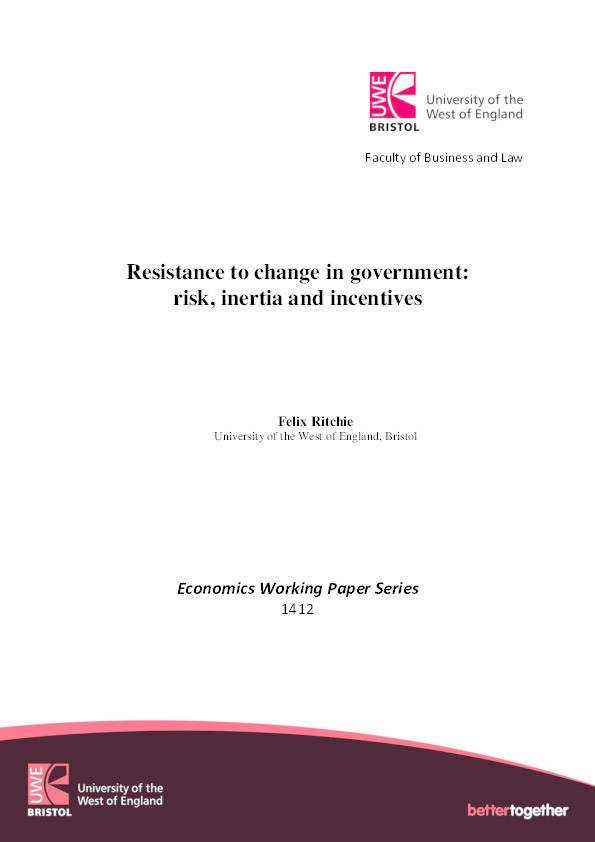 Resistance to change in government: Risk, inertia and incentives Thumbnail