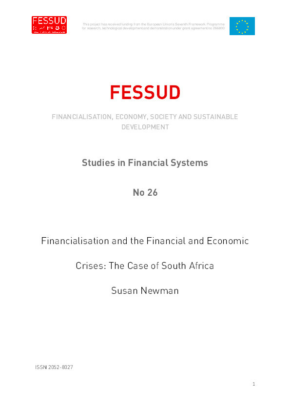 Financialisation and the financial and economic crises: The case of South Africa Thumbnail