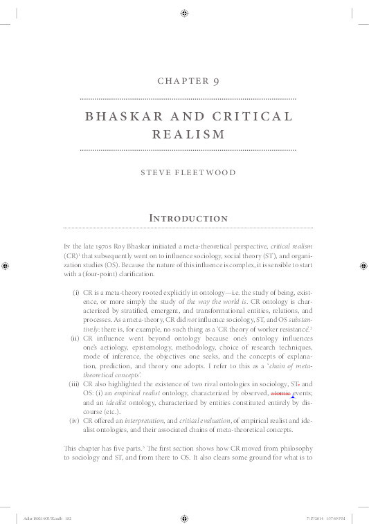 Bhaskar and critical realism Thumbnail