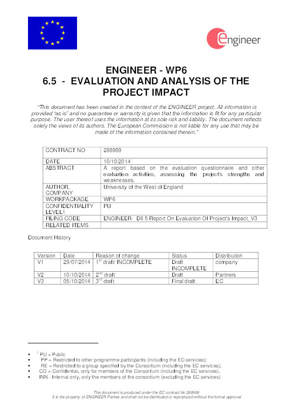 ENGINEER: Evaluation and analysis of the project impact Thumbnail