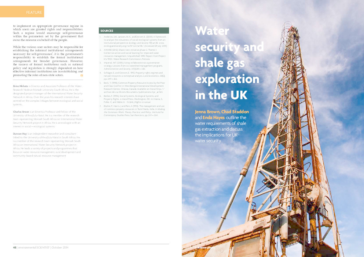 Water security and shale gas exploration in the UK Thumbnail