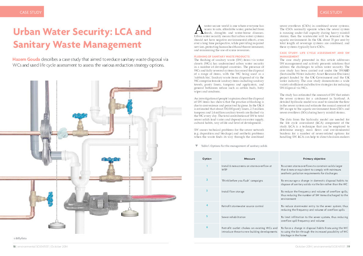 Urban water security: LCA and sanitary waste management Thumbnail