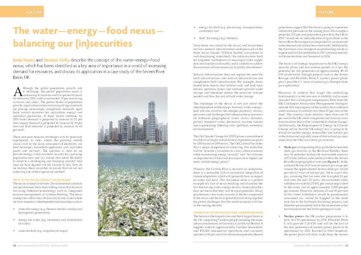 The water—energy—food nexus— balancing our (in)securities Thumbnail