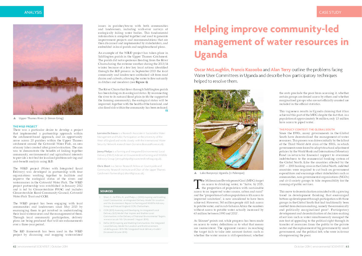 Helping improve community-led management of water resources in Uganda Thumbnail