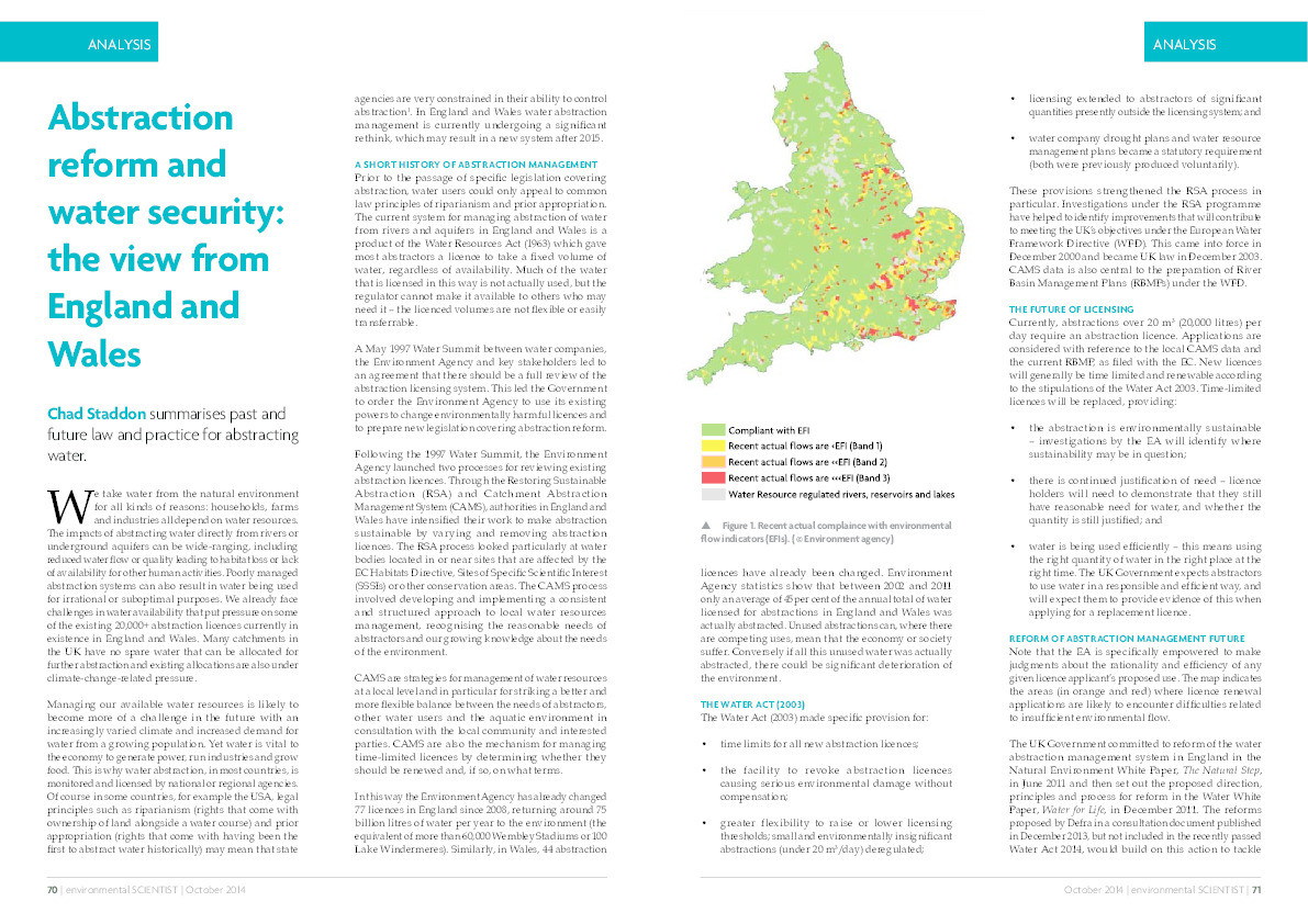 Abstraction reform and water security: The view from England and Wales Thumbnail