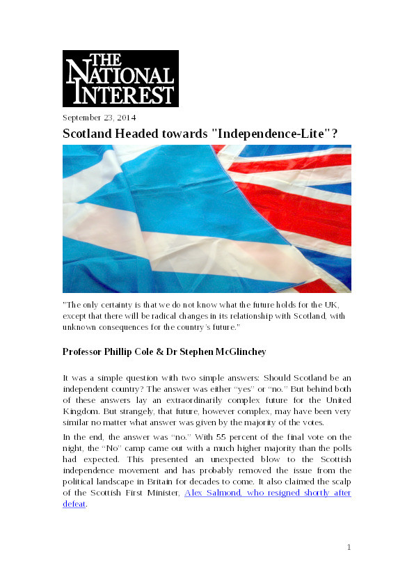 Scotland headed towards "Independence-Lite"? Thumbnail