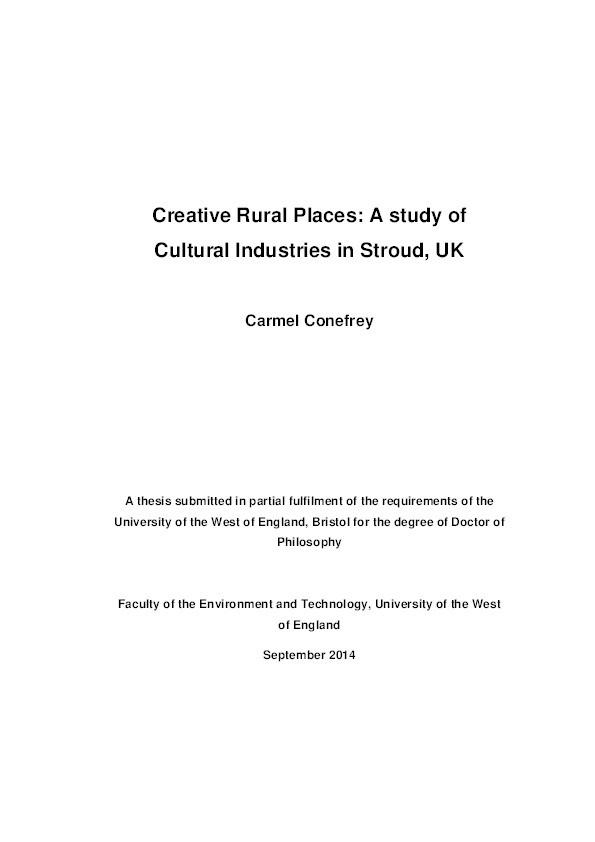 Creative rural places: A study of cultural industries in Stroud, UK Thumbnail