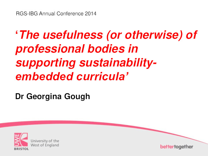 The usefulness (or otherwise) of professional bodies in supporting sustainability-embedded curricula Thumbnail