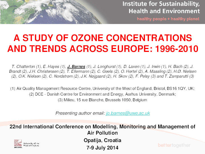 A Study of ozone concentrations and trends across Europe: 1996-2010 Thumbnail