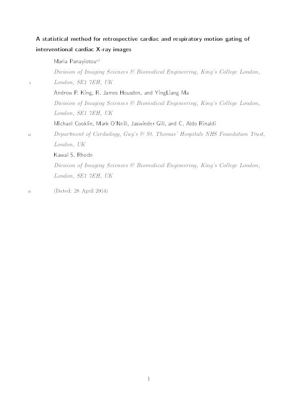 A statistical method for retrospective cardiac and respiratory motion gating of interventional cardiac x-ray images Thumbnail