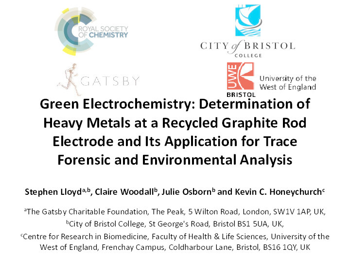 Green electrochemistry: Determination of heavy metals at a recycled graphite rod electrode and its application for trace forensic and environmental analysis Thumbnail