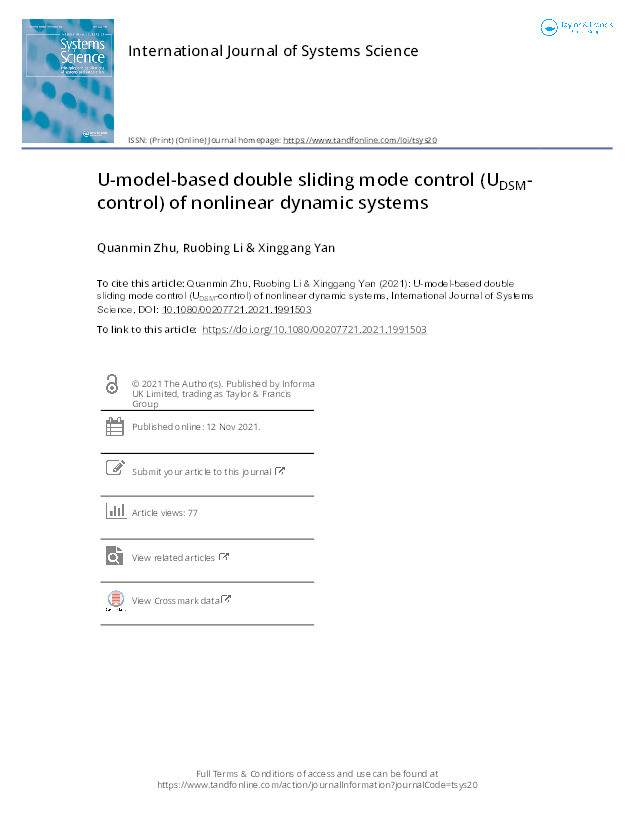 U-model-based double sliding mode control (UDSM-control) of nonlinear dynamic systems Thumbnail