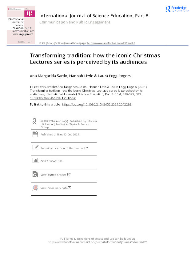 Transforming tradition: how the iconic Christmas Lectures series is perceived by its audiences Thumbnail