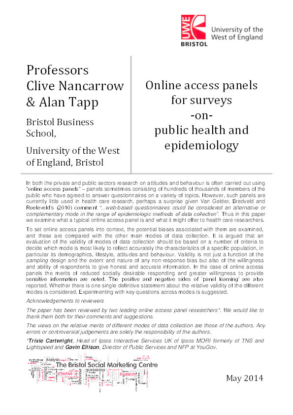 Online access panels for surveys on public health and epidemiology Thumbnail