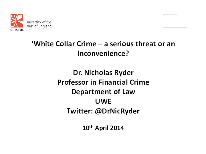 White collar crime – A serious threat or an inconvenience? Thumbnail