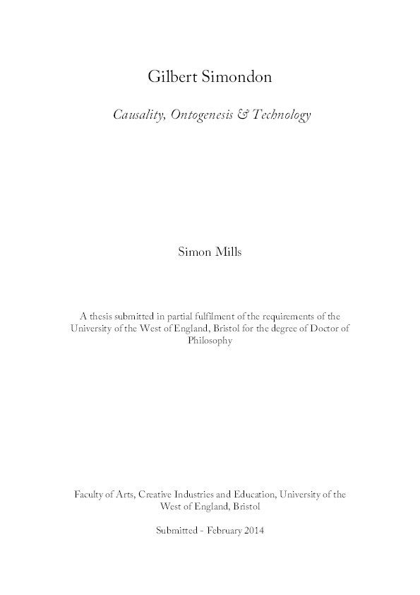 Gilbert Simondon: Causality, ontogenesis & technology Thumbnail
