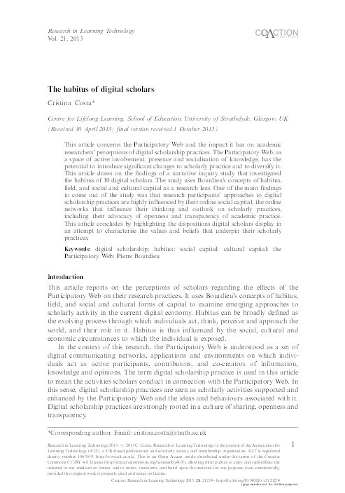 The habitus of digital scholars Thumbnail