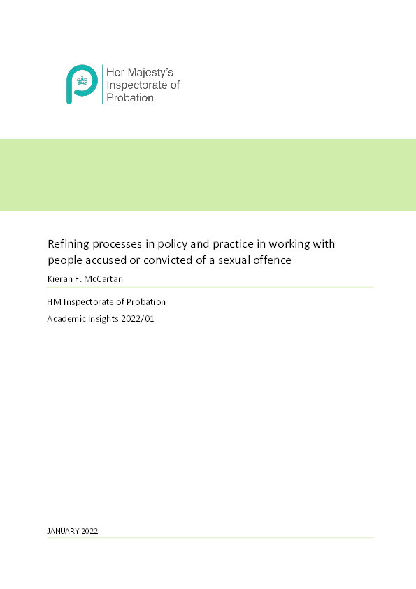 Refining processes in policy and practice in working with people accused or convicted of a sexual offence Thumbnail