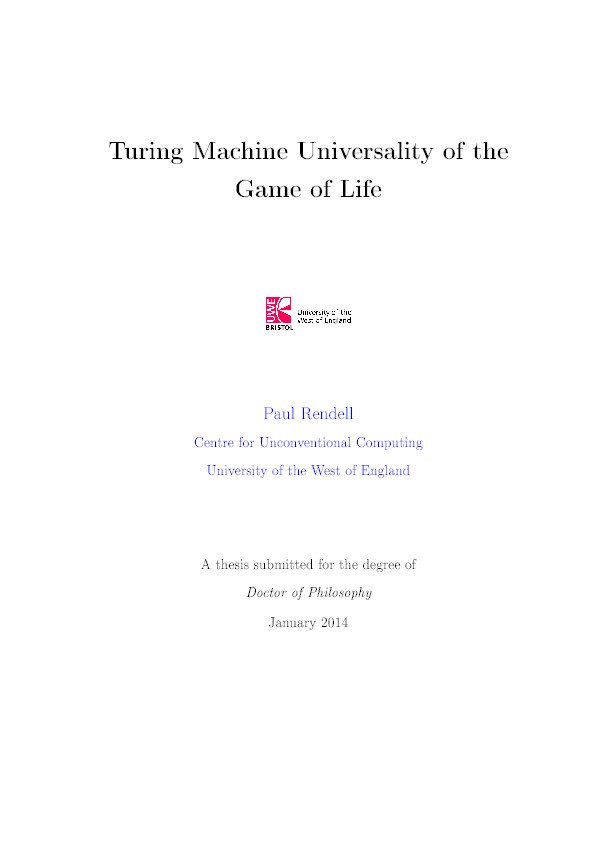 Turing machine universality of the game of life Thumbnail