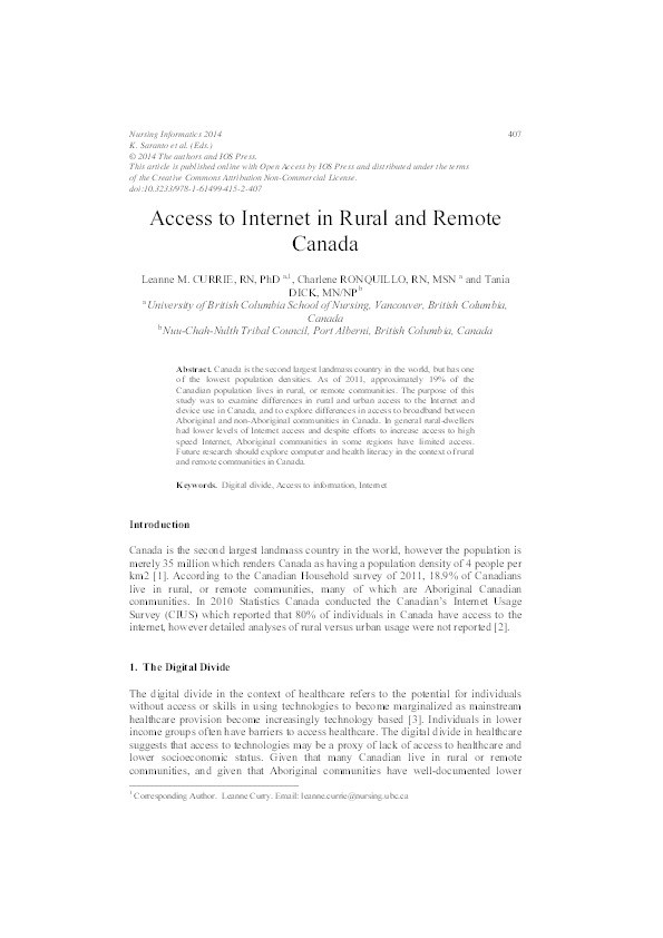Access to internet in rural and remote Canada Thumbnail