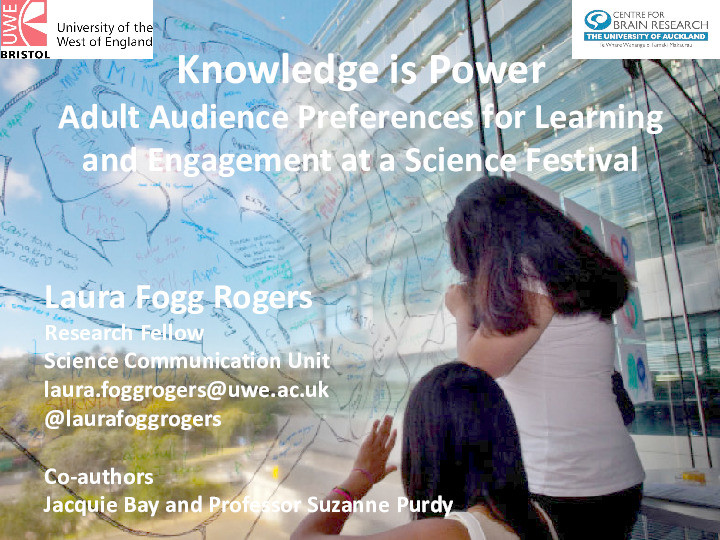Knowledge is power: Audience preferences for engagement and learning at a science festival Thumbnail