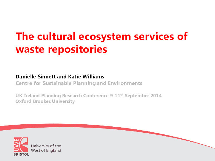 The cultural ecosystem services of waste repositories Thumbnail