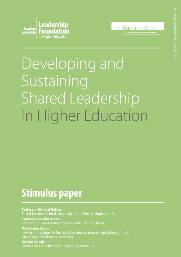 Developing and sustaining shared leadership in higher education Thumbnail