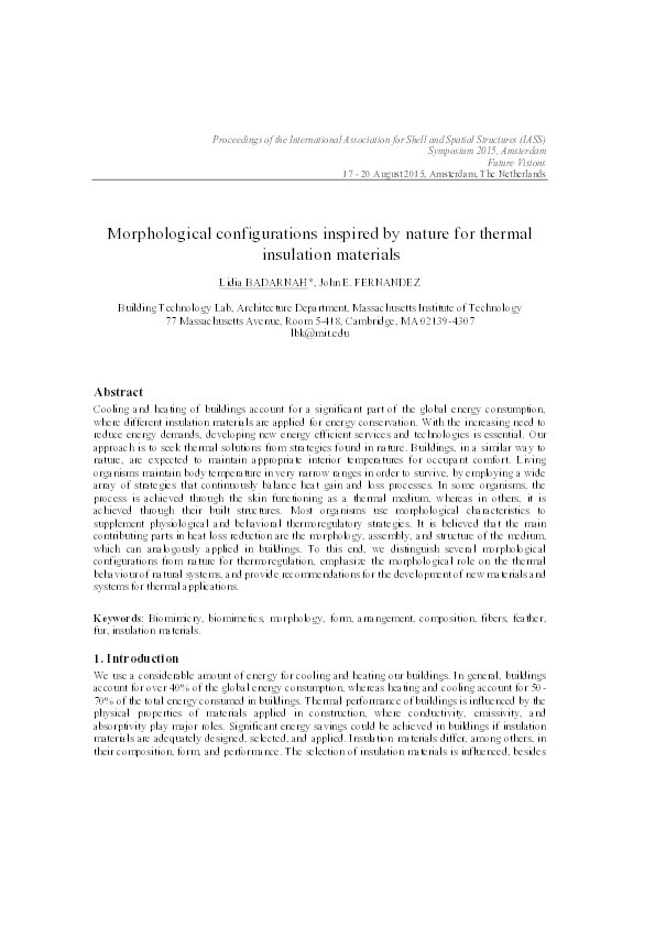 Morphological configurations inspired by nature for thermal insulation materials Thumbnail
