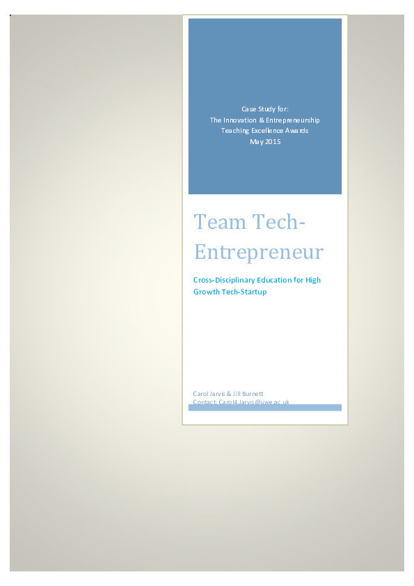 Team tech-entrepreneur: Cross-disciplinary education for high growth tech start-ups Thumbnail