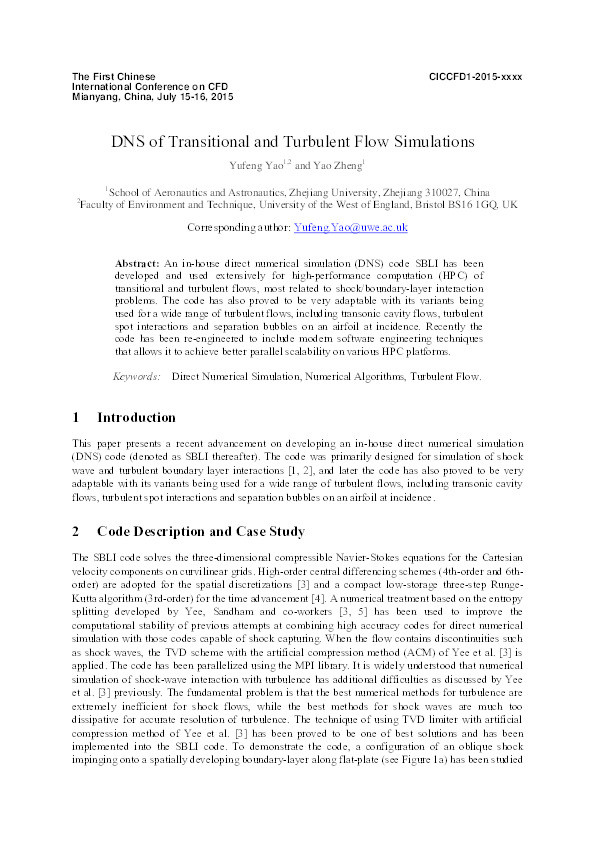 DNS of transitional and turbulent flow simulations Thumbnail