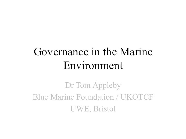 Governance in the marine environment Thumbnail