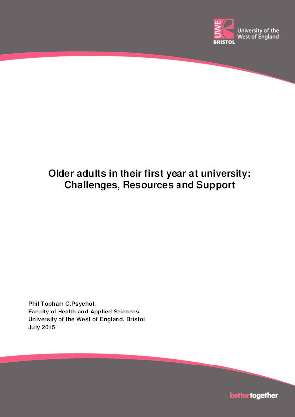 Older adult students in their first year at university:  Challenges, resources and support Thumbnail