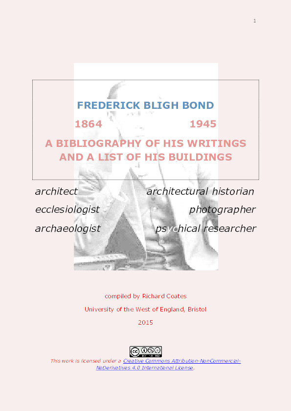 Frederick Bligh Bond (1864-1945): A bibliography of his writings and a list of his buildings Thumbnail