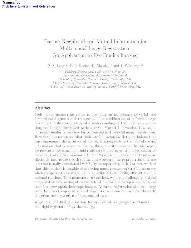 Feature Neighbourhood Mutual Information for multi-modal image registration: An application to eye fundus imaging Thumbnail