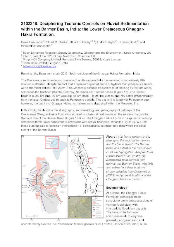 Deciphering tectonic controls on fluvial sedimentation within the Barmer Basin, India: The lower cretaceous Ghaggar-Hakra formation Thumbnail