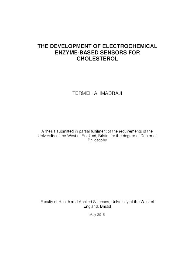 The development of electrochemical biosensors for cholesterol Thumbnail
