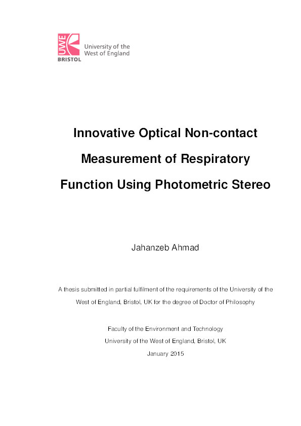 Innovative optical non-contact measurement of respiratory function using photometric stereo Thumbnail