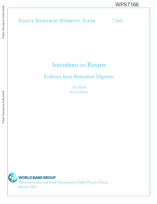Intentions to return: Evidence from Romanian migrants Thumbnail