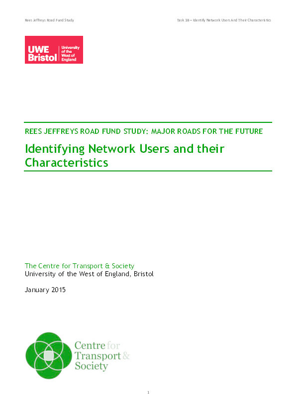Rees Jeffreys Road Fund study: Major roads for the future - Identifying network users and their characteristics Thumbnail