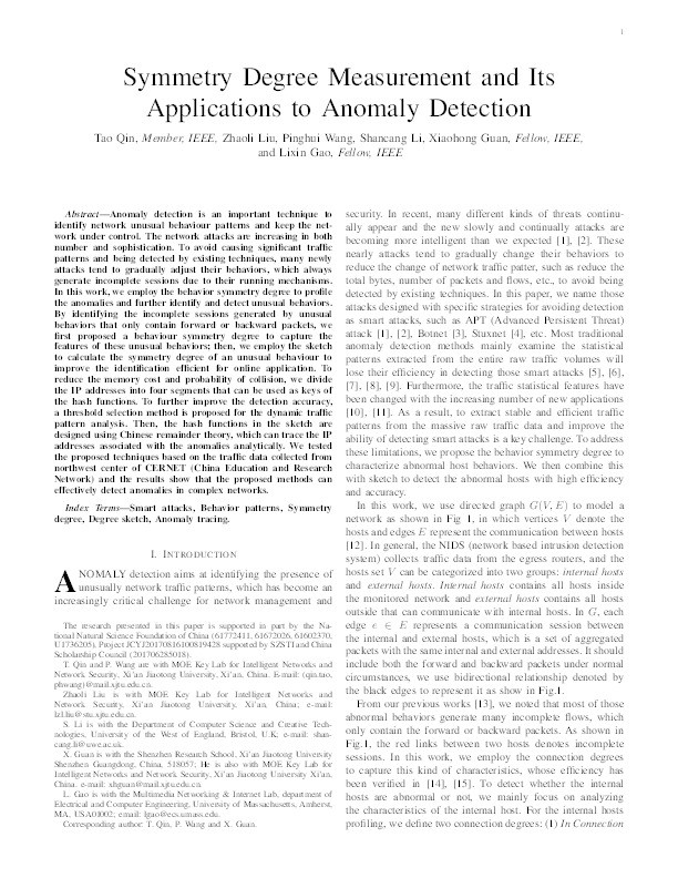 Symmetry degree measurement and its applications to anomaly detection Thumbnail