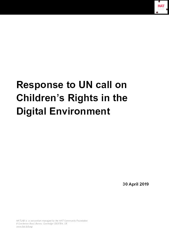 HATLab/EPSRC DROPS project response to UN call on children’s rights in the digital environment Thumbnail