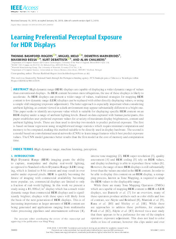 Learning preferential perceptual exposure for HDR displays Thumbnail