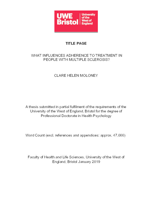 What influences adherence to treatment in people with multiple sclerosis? Thumbnail